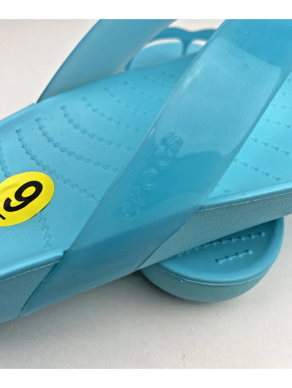Crocs Splash Glossy Flip Flops Aqua Blue Women’s Size 9 NWT Thongs New Sandals